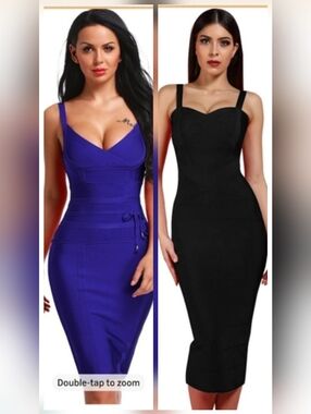 Women's Black And Royal Blue Bodycon Bandage Dresses Size Xs And S
